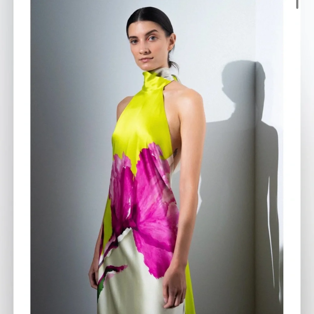 Silvia Tcherassi Chartreuse ‘Sherry’ Silk Gown - Picture 12 of 17
